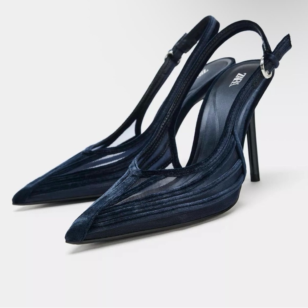 Zara Women's Midnight Blue Slingback Heels